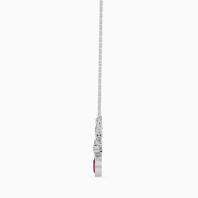 0.24Ct Red Pear Bezel Lab-Grown Diamond Gold Pendant Necklace