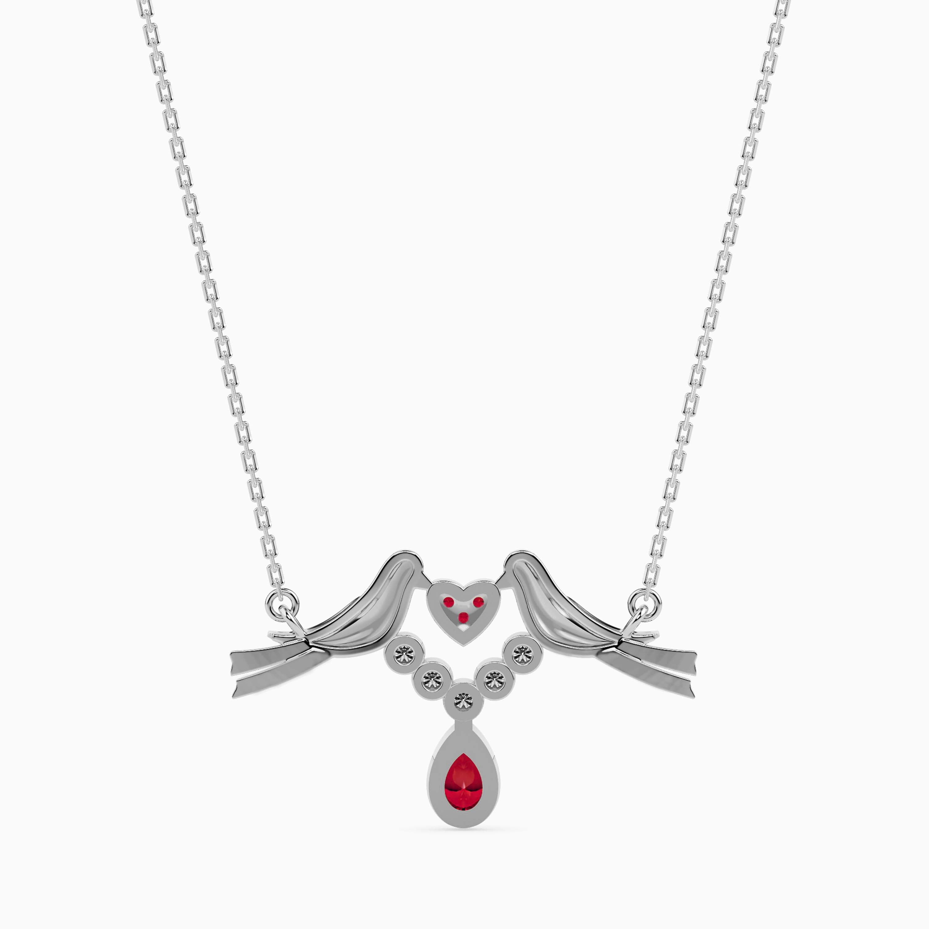 0.24Ct Red Pear Bezel Lab-Grown Diamond Gold Pendant Necklace