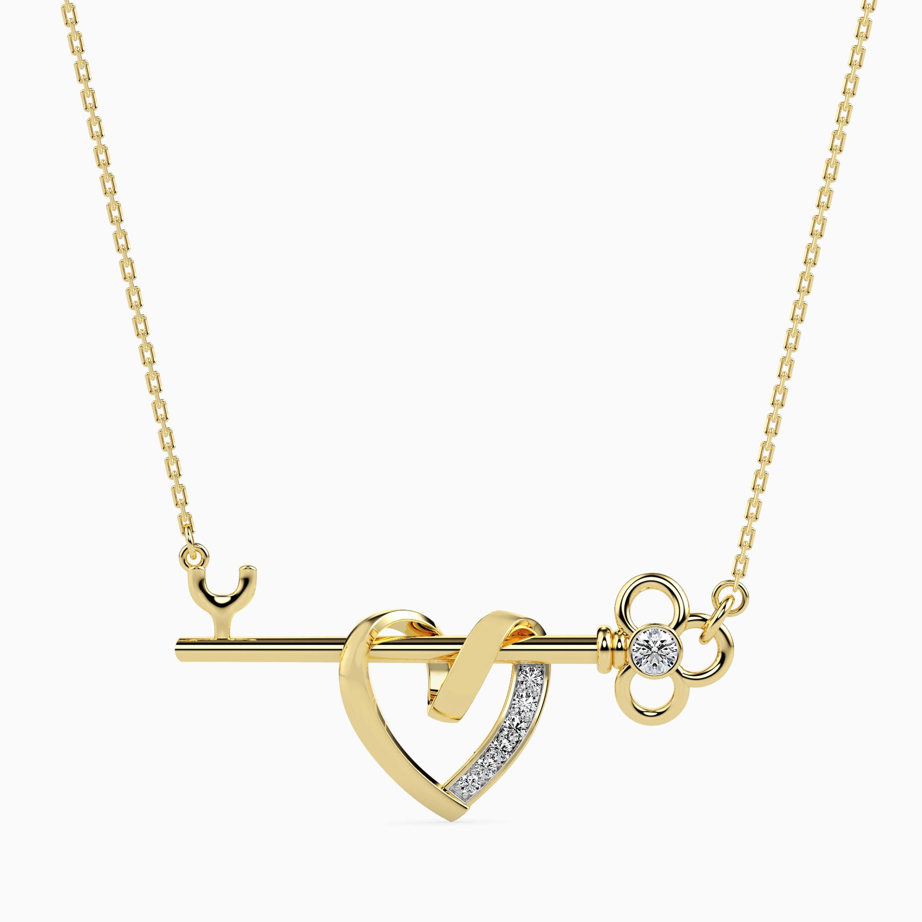0.08Ct Round Bezel Lab-Grown Diamond Gold Pendant Necklace