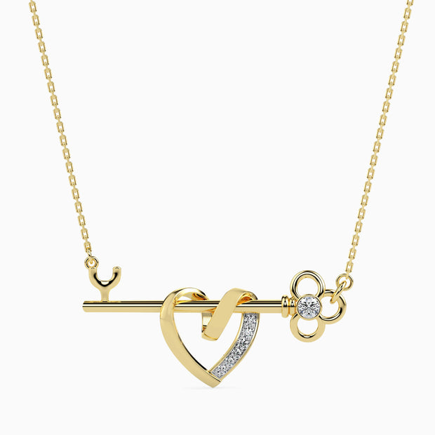 0.08Ct Round Bezel Lab-Grown Diamond Gold Pendant Necklace
