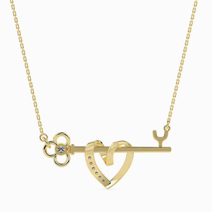 0.08Ct Round Bezel Lab-Grown Diamond Gold Pendant Necklace