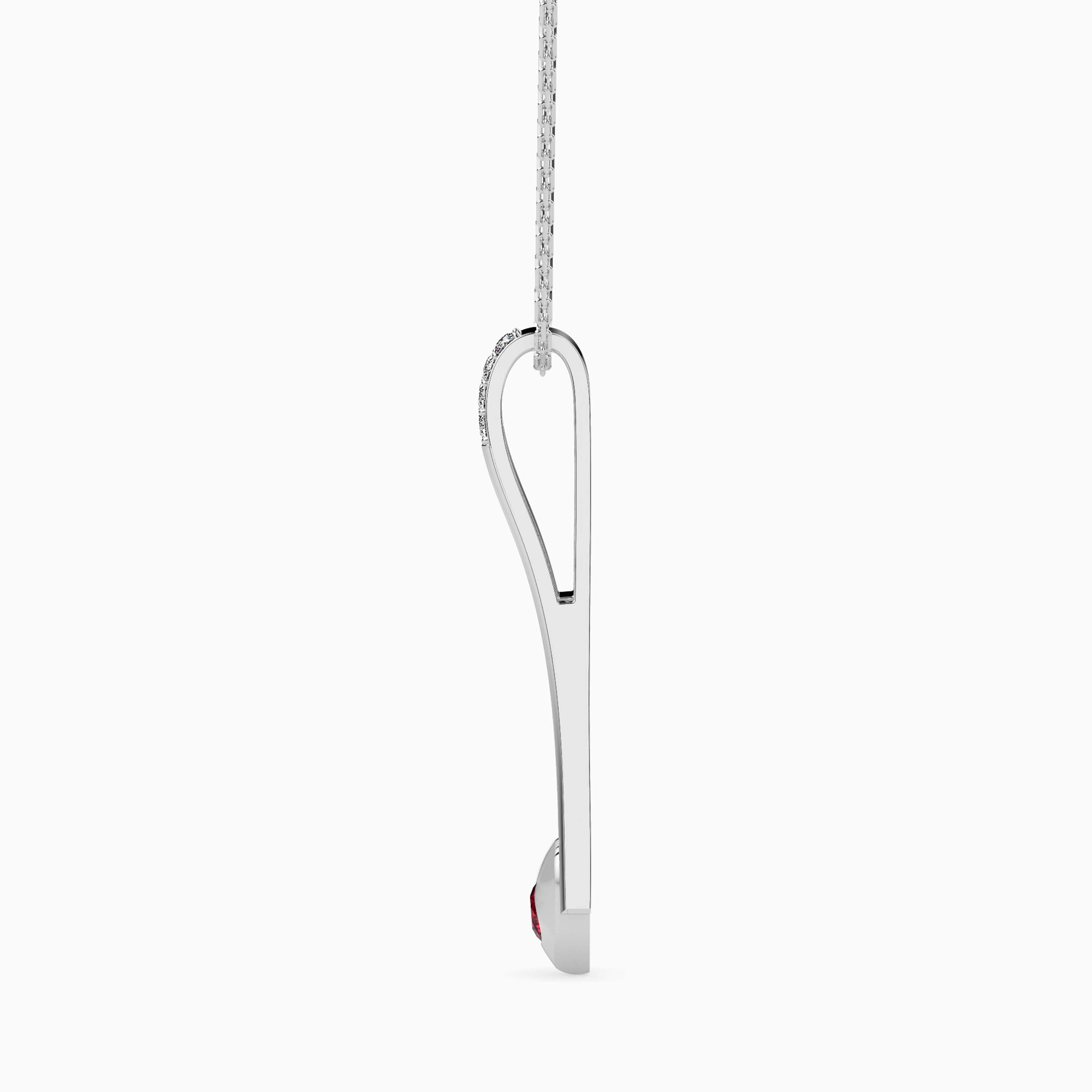 0.15Ct Red Round Flush Set Lab-Grown Diamond Gold Pendant Necklace