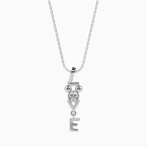 0.10Ct "Love" Word  Lab-Grown Diamond Gold Pendant Necklace