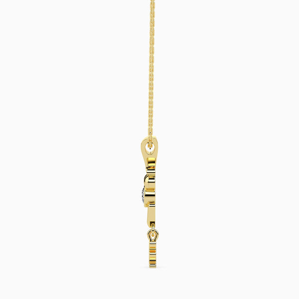0.10Ct "Love" Word  Lab-Grown Diamond Gold Pendant Necklace