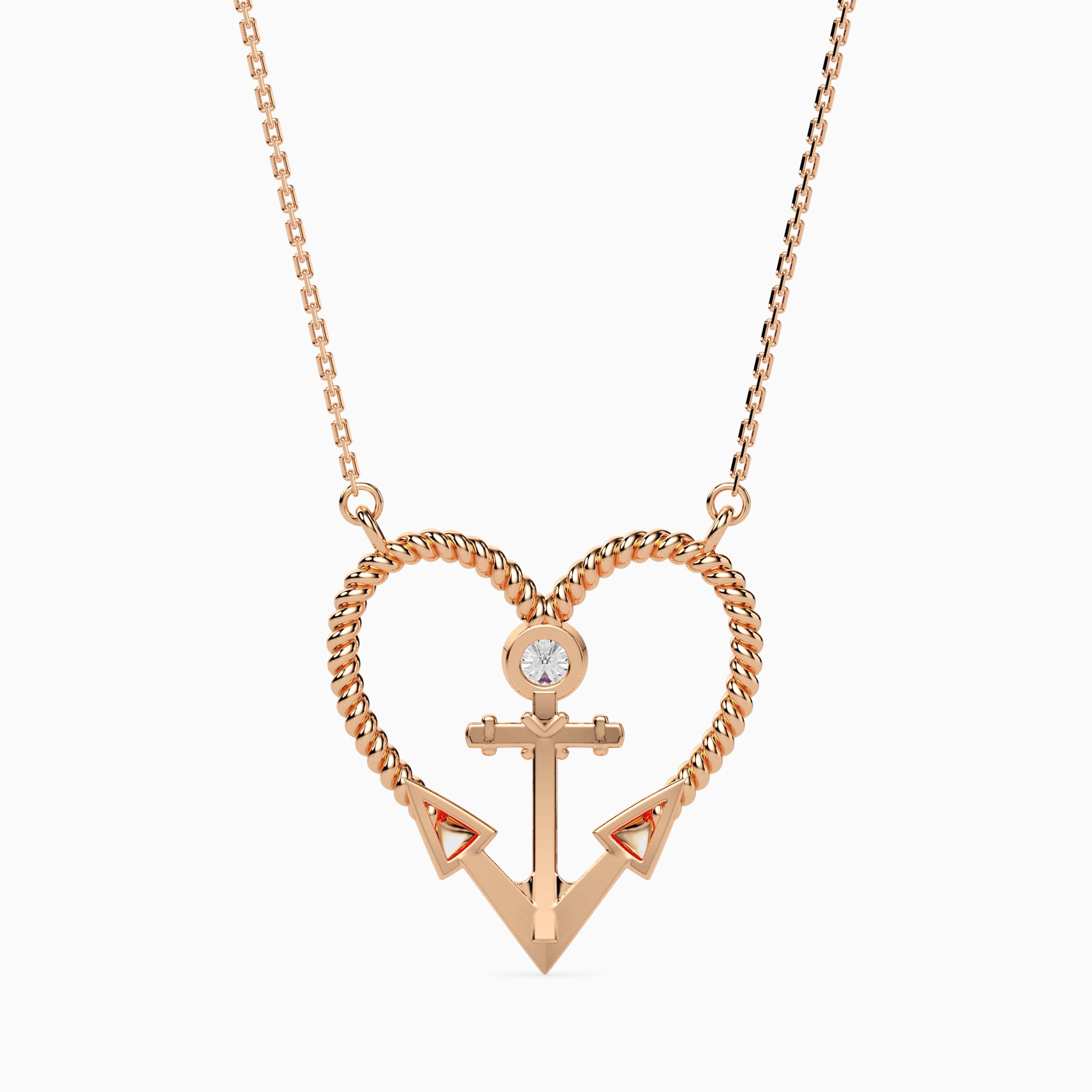 0.10Ct Round Bezel Twisted Lab-Grown Diamond Gold Pendant Necklace