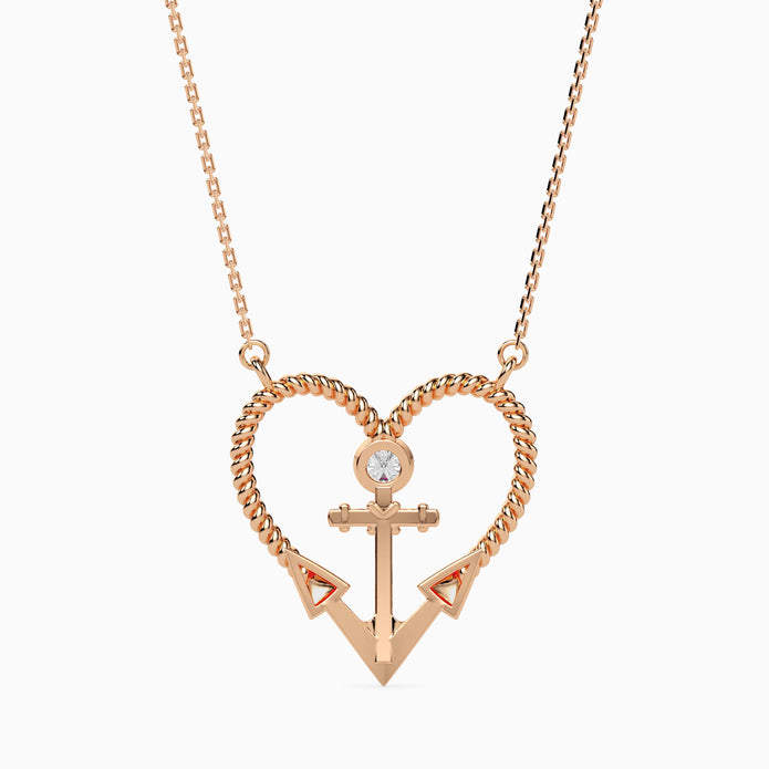 0.10Ct Round Bezel Twisted Lab-Grown Diamond Gold Pendant Necklace