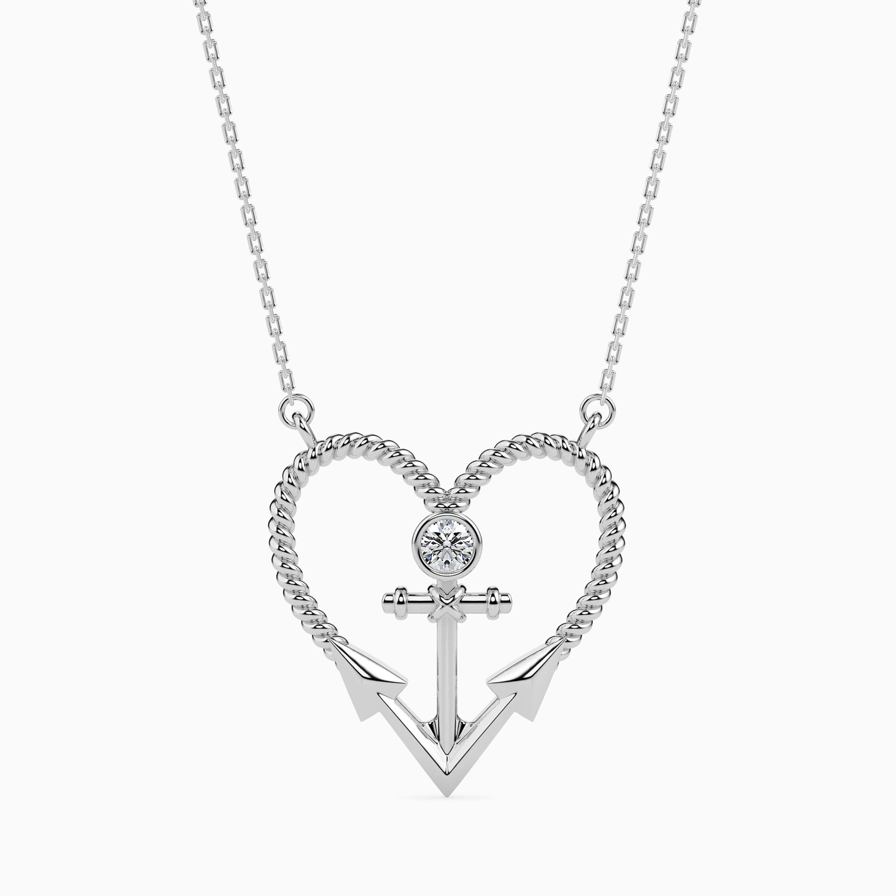 0.10Ct Round Bezel Twisted Lab-Grown Diamond Gold Pendant Necklace