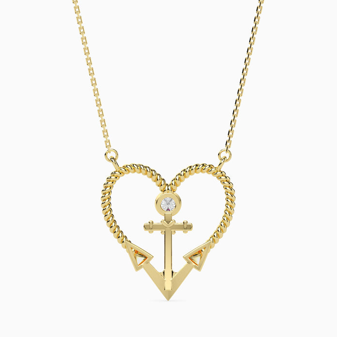 0.10Ct Round Bezel Twisted Lab-Grown Diamond Gold Pendant Necklace