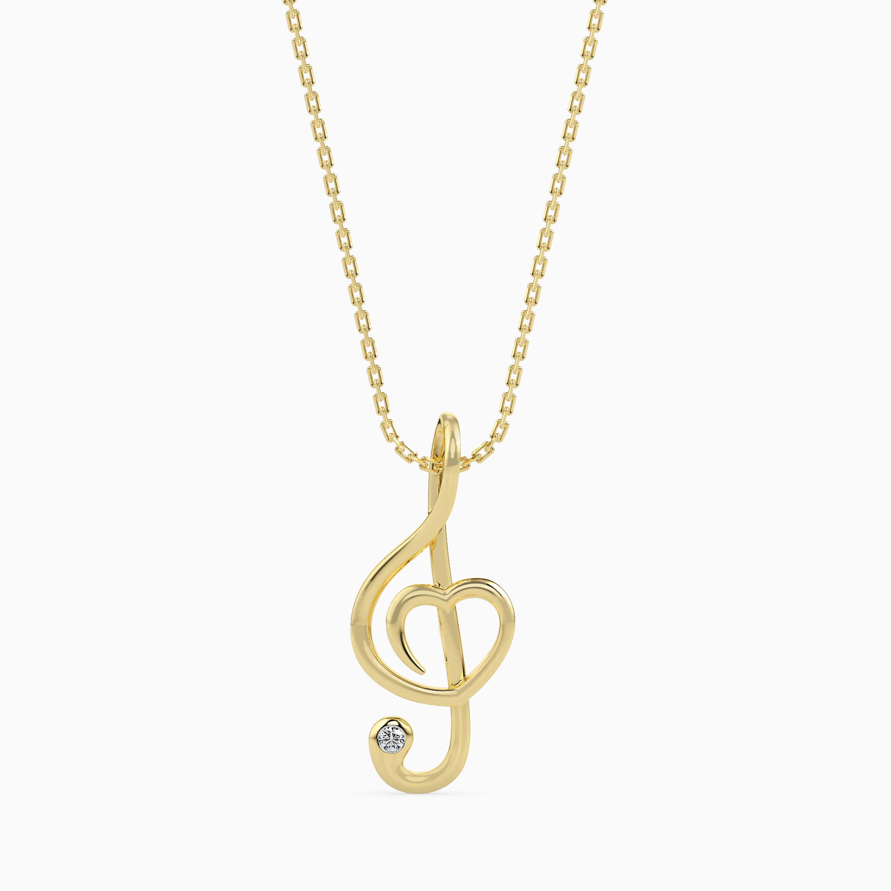 0.01Ct Round Bezel Lab-Grown Diamond Gold Pendant Necklace