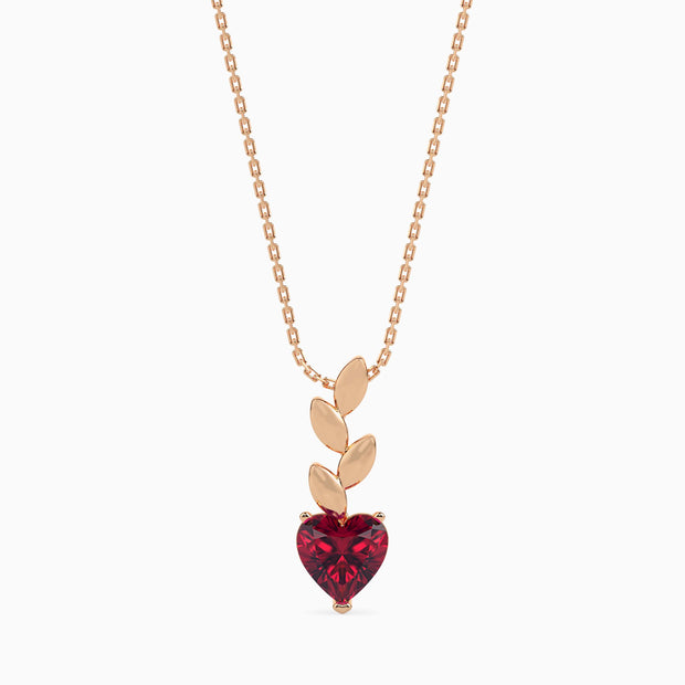 0.97Ct Red Heart Lab-Grown Diamond Gold Pendant Necklace