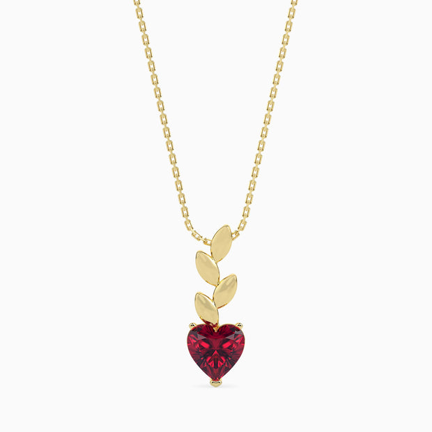 0.97Ct Red Heart Lab-Grown Diamond Gold Pendant Necklace