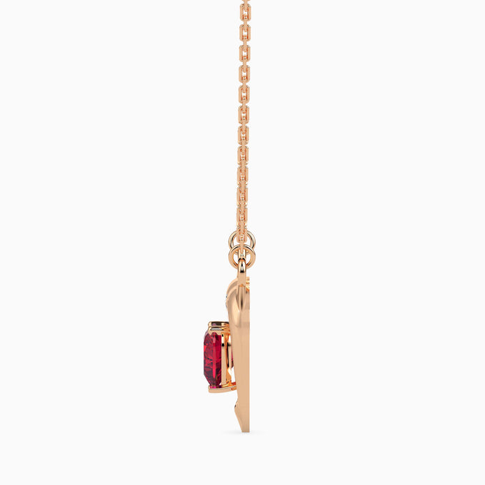 1.08Ct Dolphin Embrace Red Heart Lab-Grown Diamond Gold Pendant Necklace