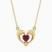 1.08Ct Dolphin Embrace Red Heart Lab-Grown Diamond Gold Pendant Necklace
