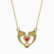 1.08Ct Dolphin Embrace Red Heart Lab-Grown Diamond Gold Pendant Necklace
