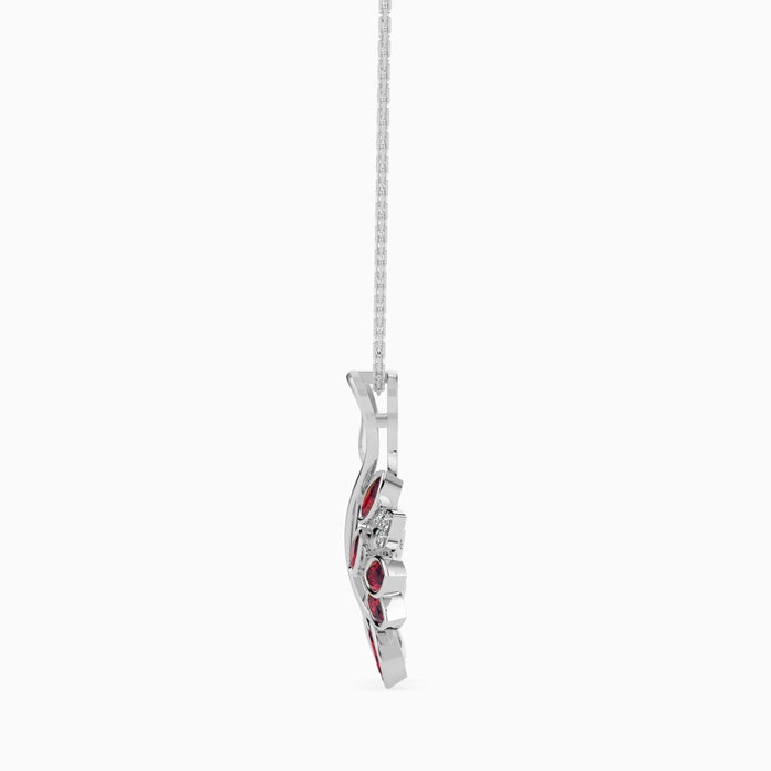 0.40Ct Swan Red Marqise Lab-Grown Diamond Gold Pendant Necklace