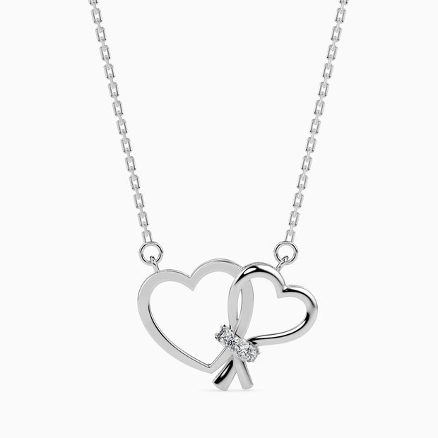 0.05Ct Interlocking Heart Lab-Grown Diamond Gold Pendant Necklace
