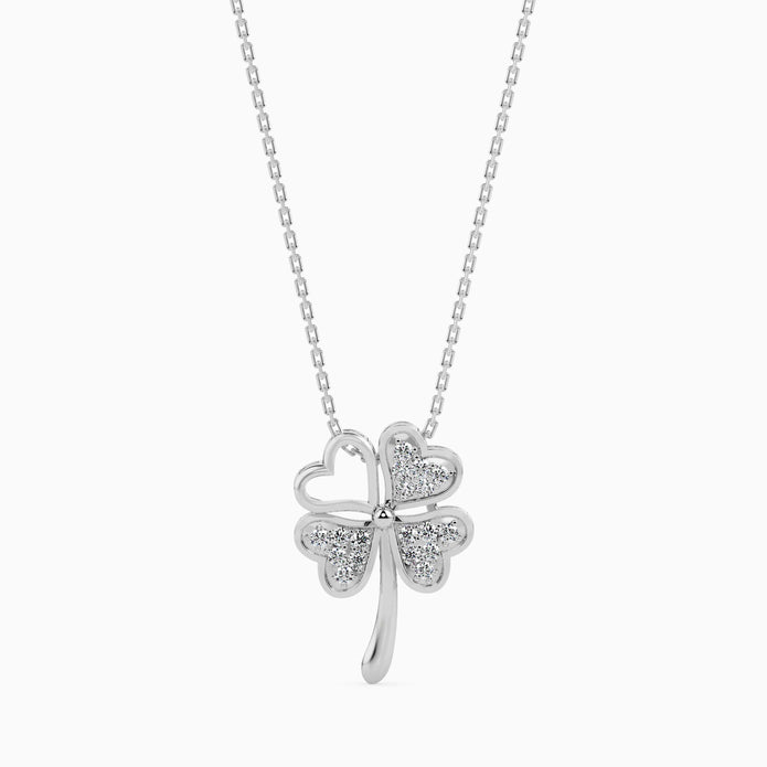 0.12Ct Four Leaf Clover Lab-Grown Diamond Gold Pendant Necklace