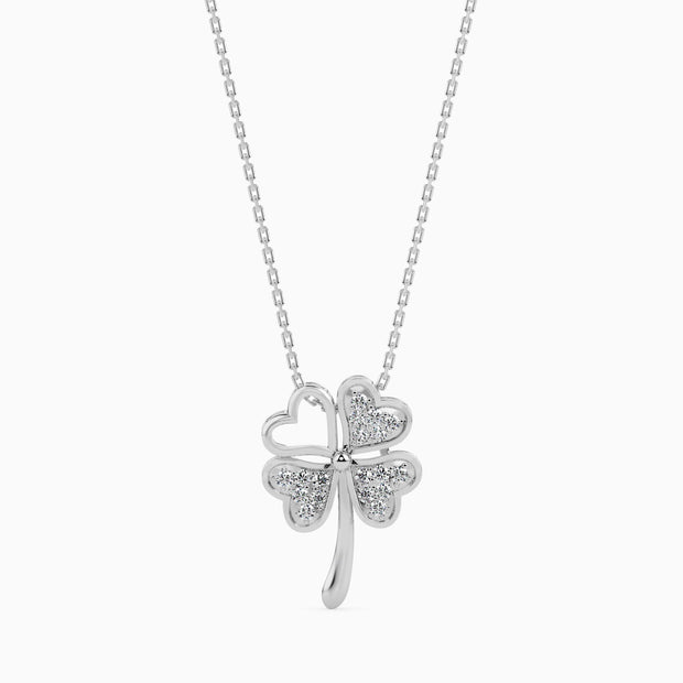 0.12Ct Four Leaf Clover Lab-Grown Diamond Gold Pendant Necklace