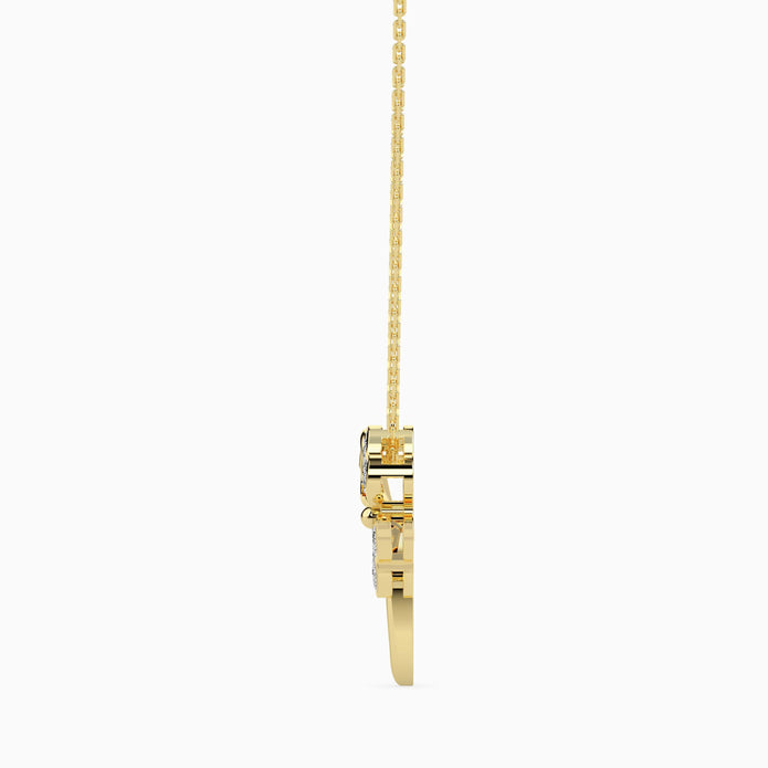 0.12Ct Four Leaf Clover Lab-Grown Diamond Gold Pendant Necklace