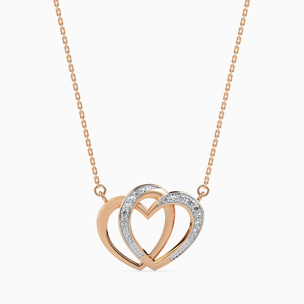 0.11Ct Double Heart Lab-Grown Diamond Gold Pendant Necklace