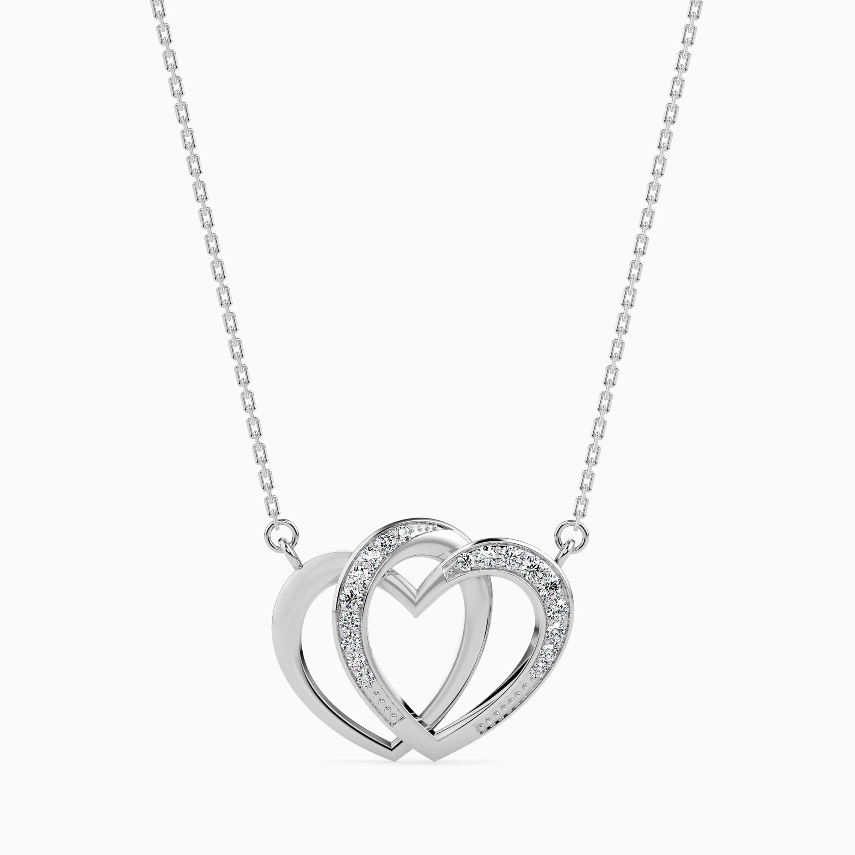 0.11Ct Double Heart Lab-Grown Diamond Gold Pendant Necklace