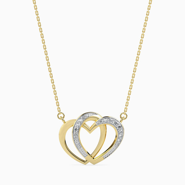 0.11Ct Double Heart Lab-Grown Diamond Gold Pendant Necklace