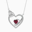 1.26Ct Skeleton Hands Red Heart Lab-Grown Diamond Gold Pendant Necklace