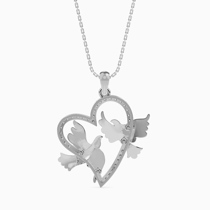 0.21Ct Love Birds Heart Lab-Grown Diamond Gold Pendant Necklace