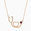 0.10Ct Stethoscope Design Red Heart Lab-Grown Diamond Gold Pendant Necklace