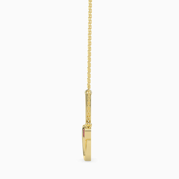 0.10Ct Stethoscope Design Red Heart Lab-Grown Diamond Gold Pendant Necklace