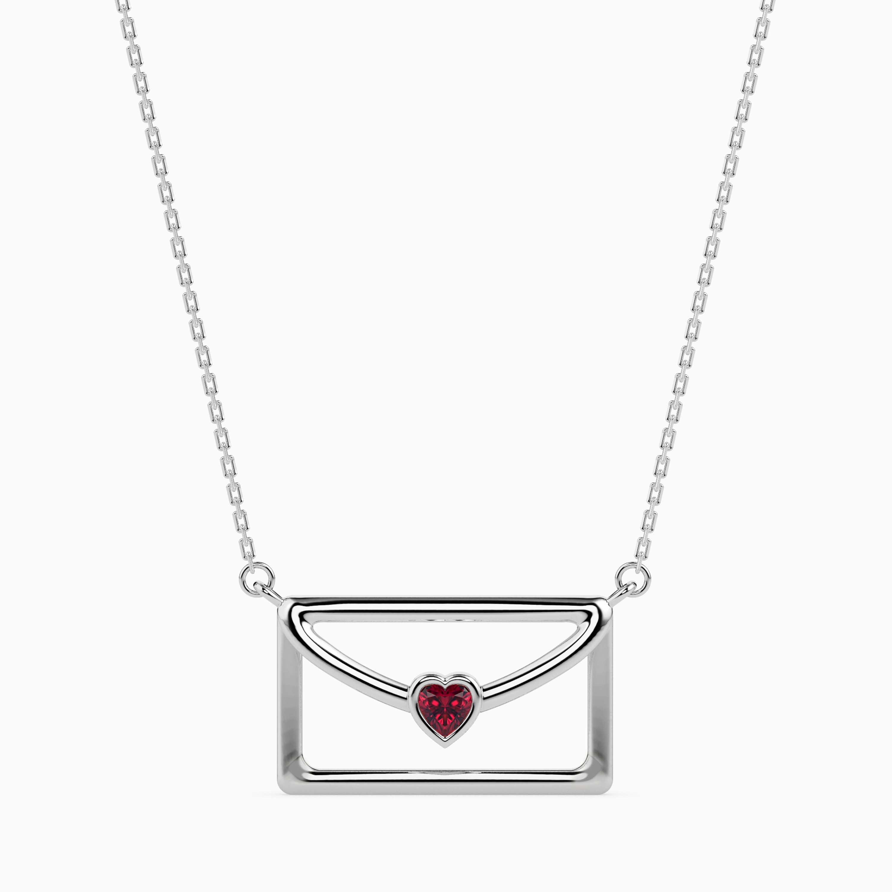 0.10Ct Love Letter Red Heart Lab-Grown Diamond Gold Pendant Necklace