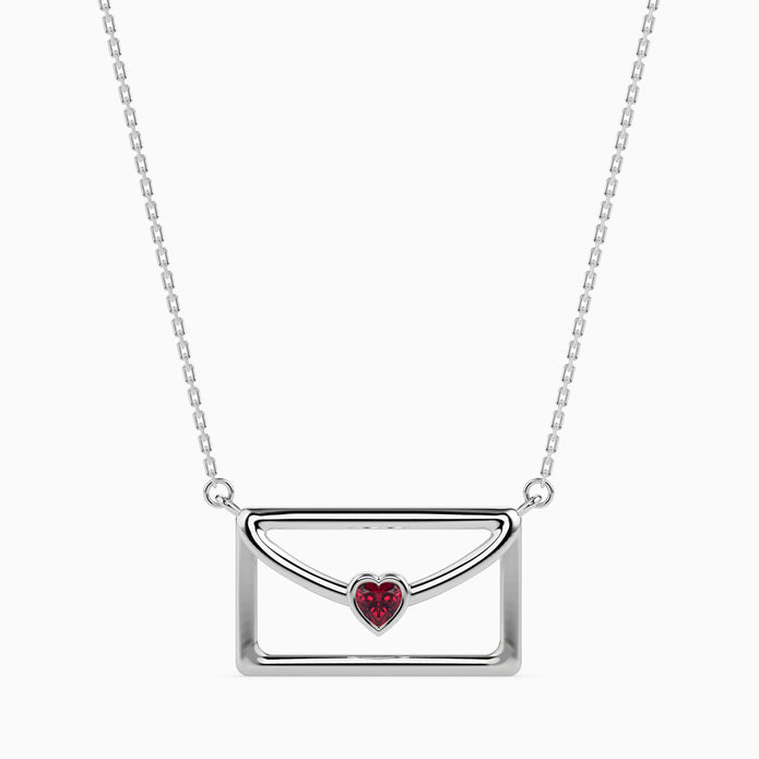 0.10Ct Love Letter Red Heart Lab-Grown Diamond Gold Pendant Necklace