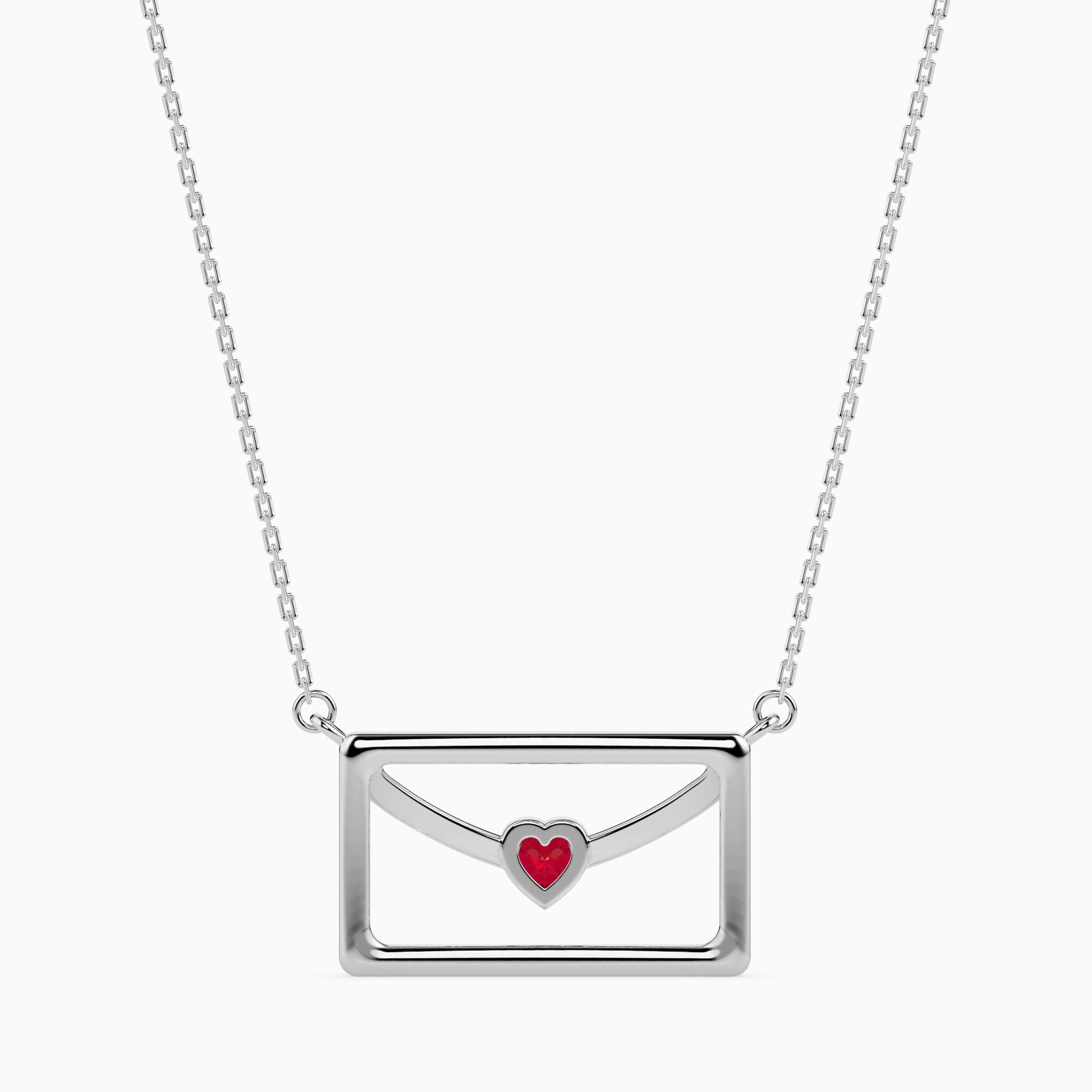 0.10Ct Love Letter Red Heart Lab-Grown Diamond Gold Pendant Necklace