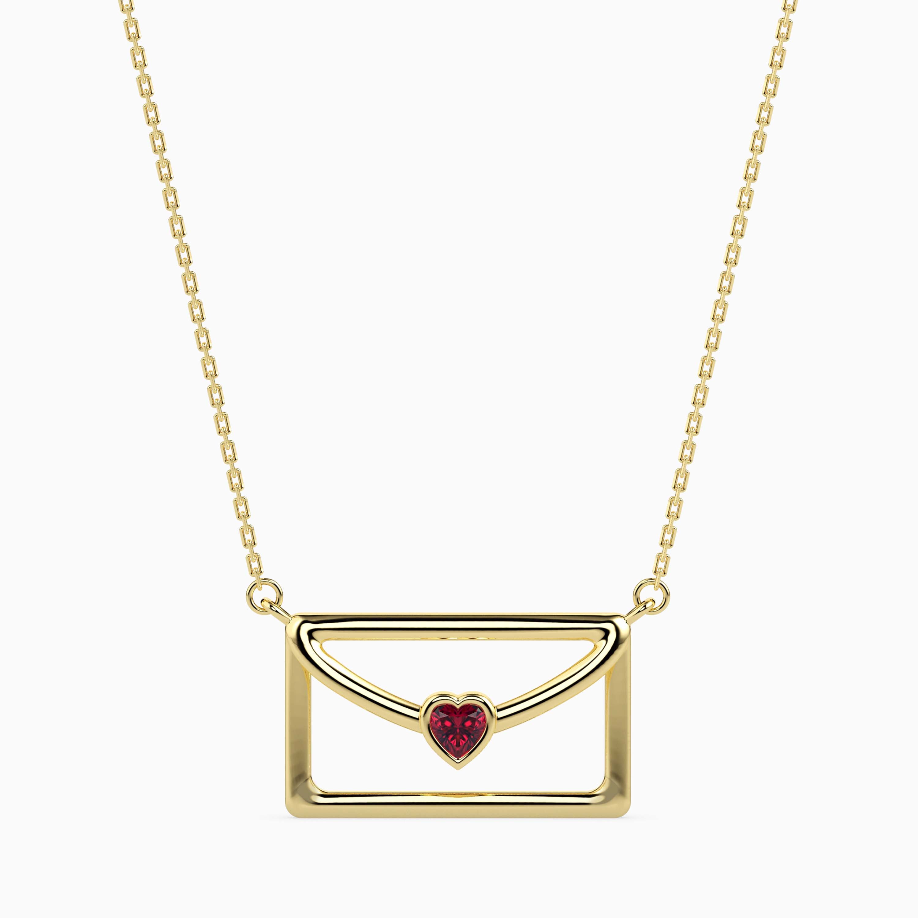 0.10Ct Love Letter Red Heart Lab-Grown Diamond Gold Pendant Necklace