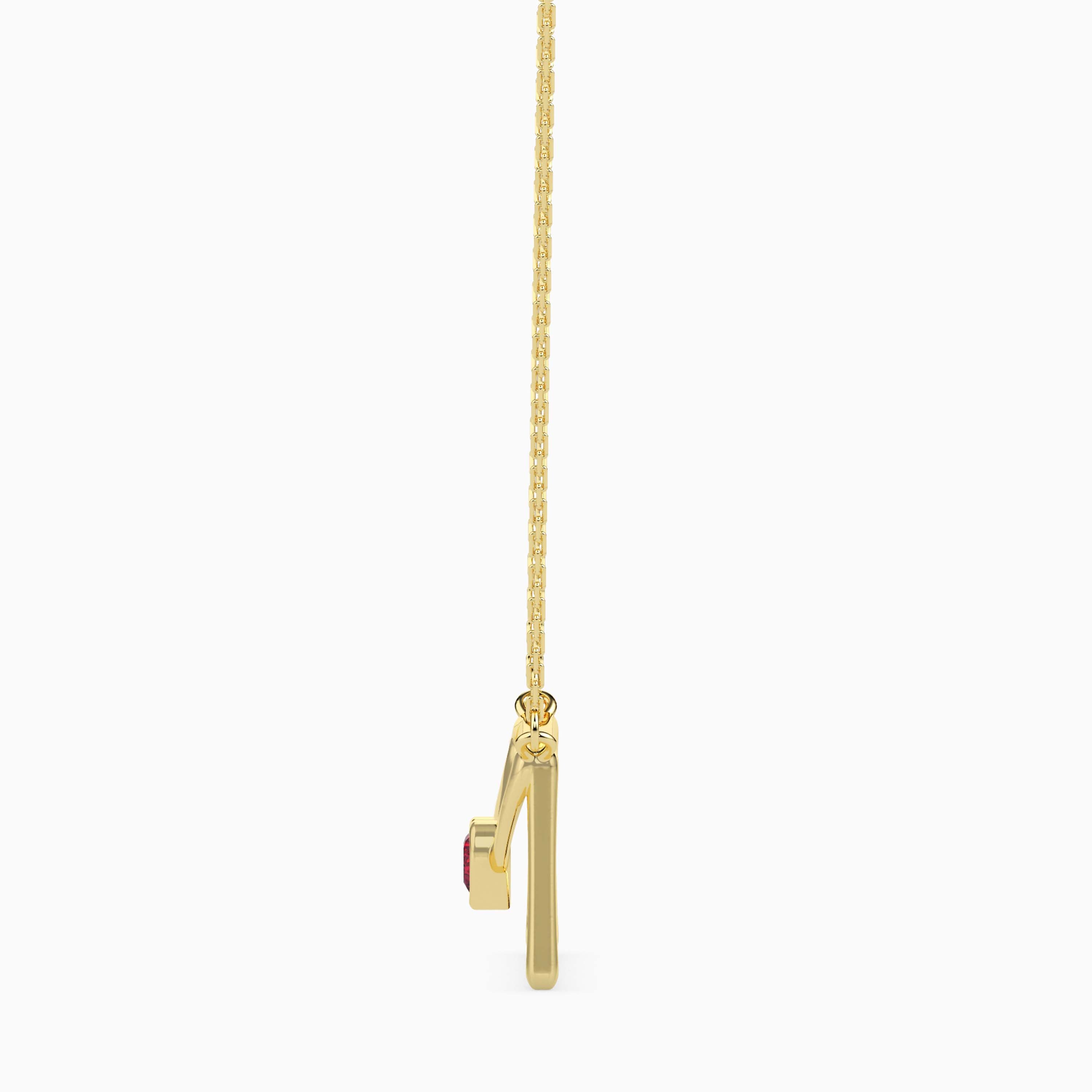 0.10Ct Love Letter Red Heart Lab-Grown Diamond Gold Pendant Necklace