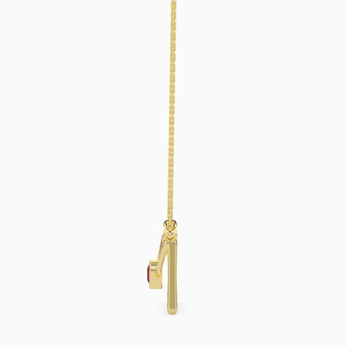 0.10Ct Love Letter Red Heart Lab-Grown Diamond Gold Pendant Necklace