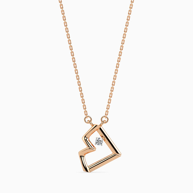 0.03Ct Heart Shape Round Lab-Grown Diamond Gold Pendant Necklace