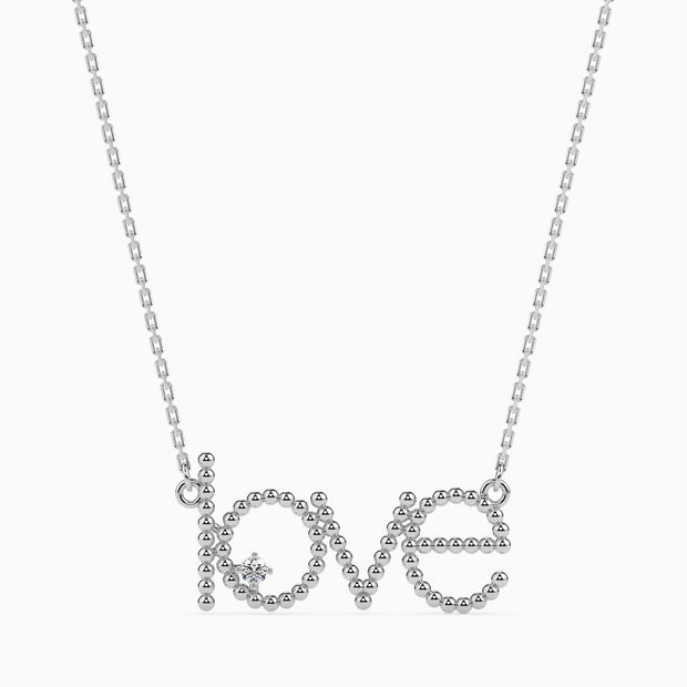 0.03Ct "Love" Words Round Lab-Grown Diamond Gold Pendant Necklace