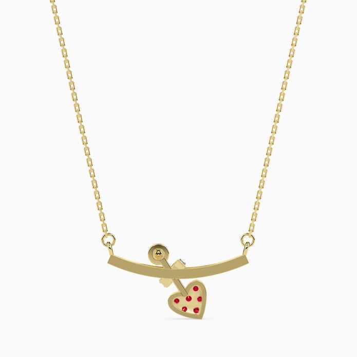 0.21Ct Blushing Arrow Heart Lab-Grown Diamond Gold Pendant Necklace