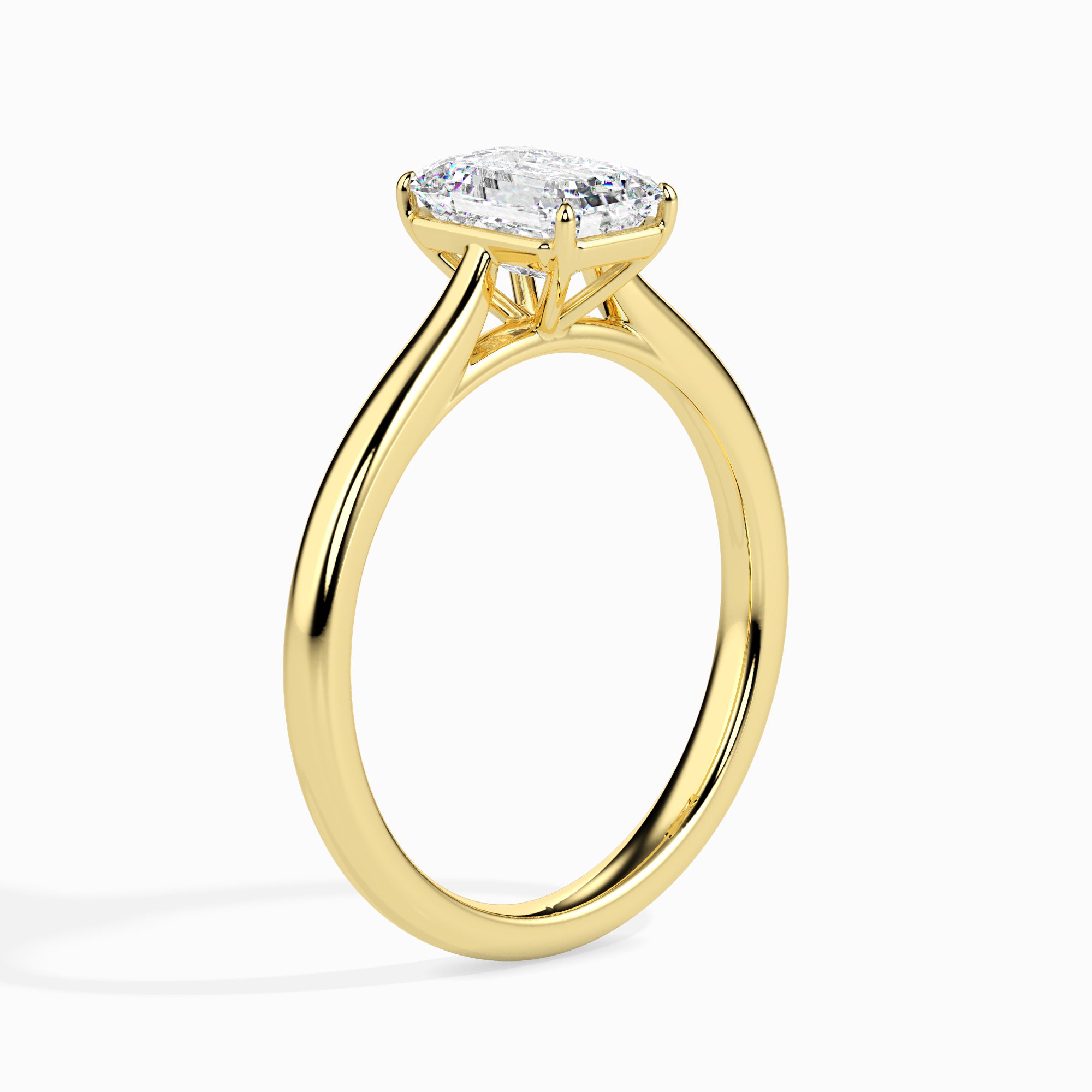 Emerald Cut Solitaire Lab-Grown Diamond Gold Ring
