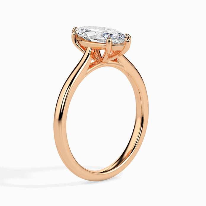 Marquise Cut Solitaire Lab-Grown Diamond Gold Ring