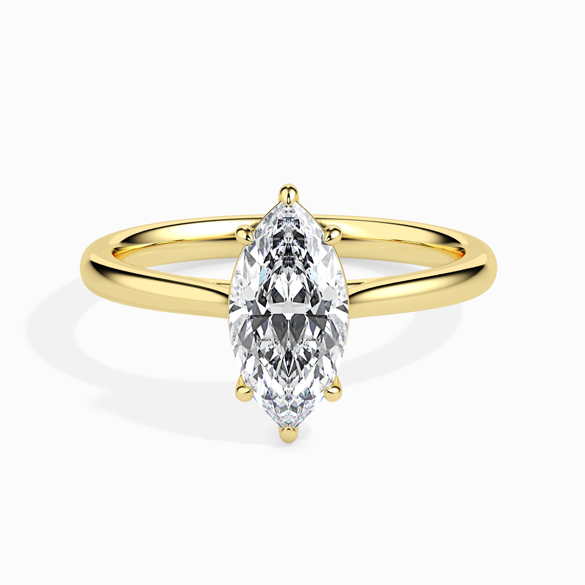 Marquise Cut Solitaire Lab-Grown Diamond Gold Ring