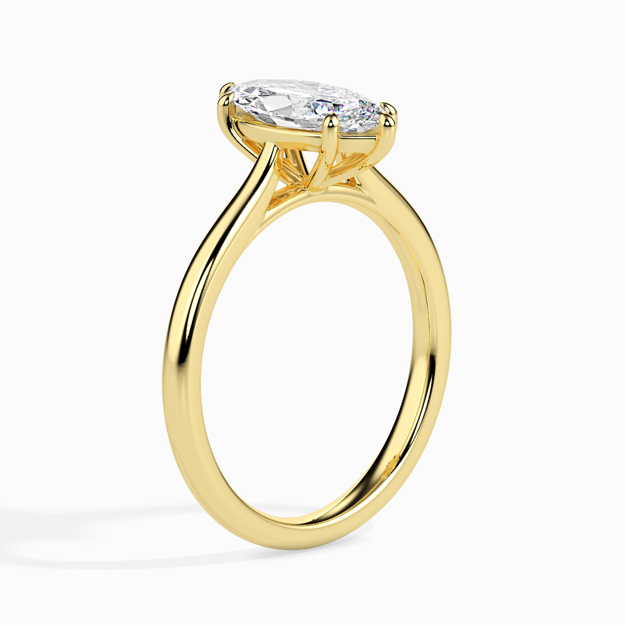 Marquise Cut Solitaire Lab-Grown Diamond Gold Ring