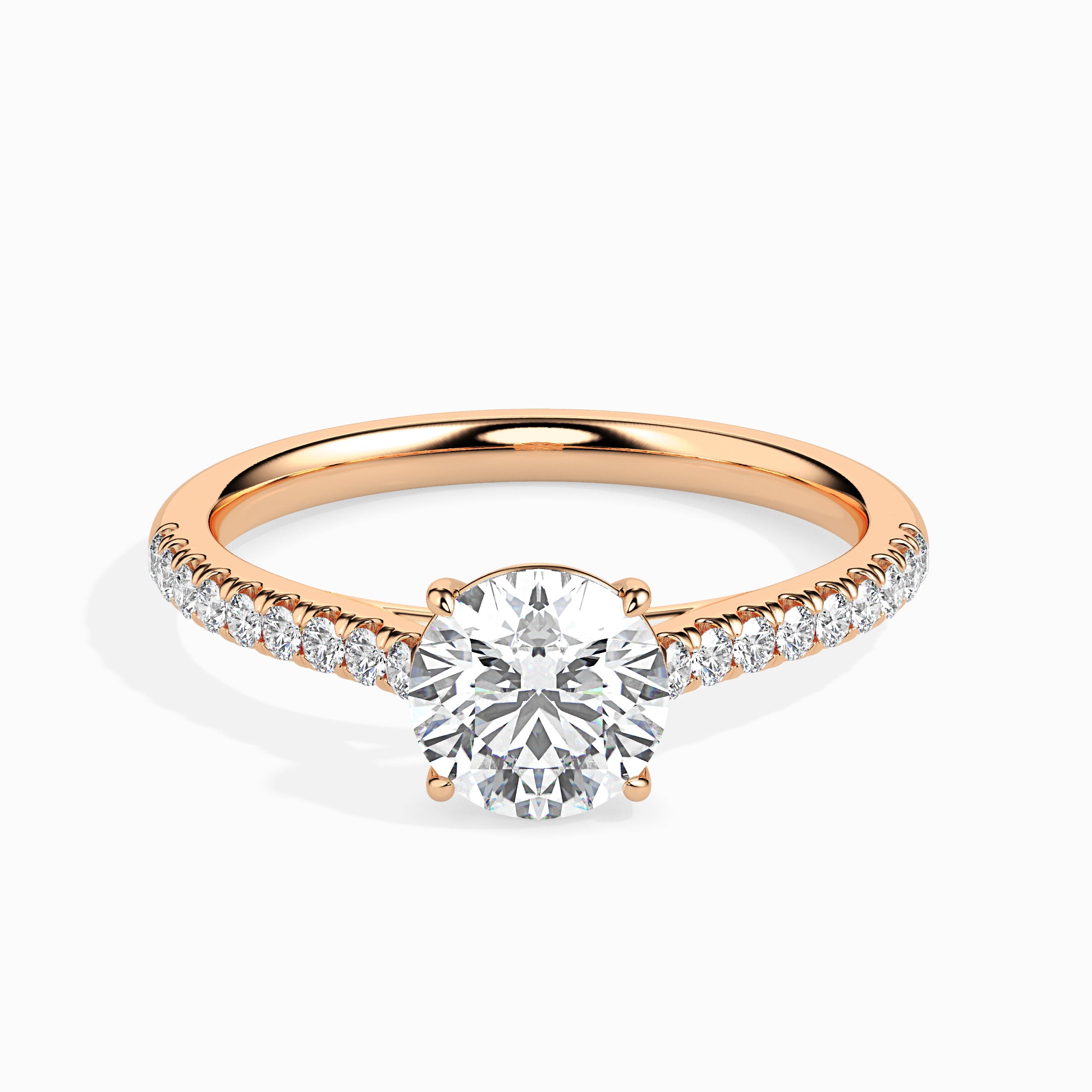 Round Cut Prong Set Lab-Grown Diamond Gold Ring