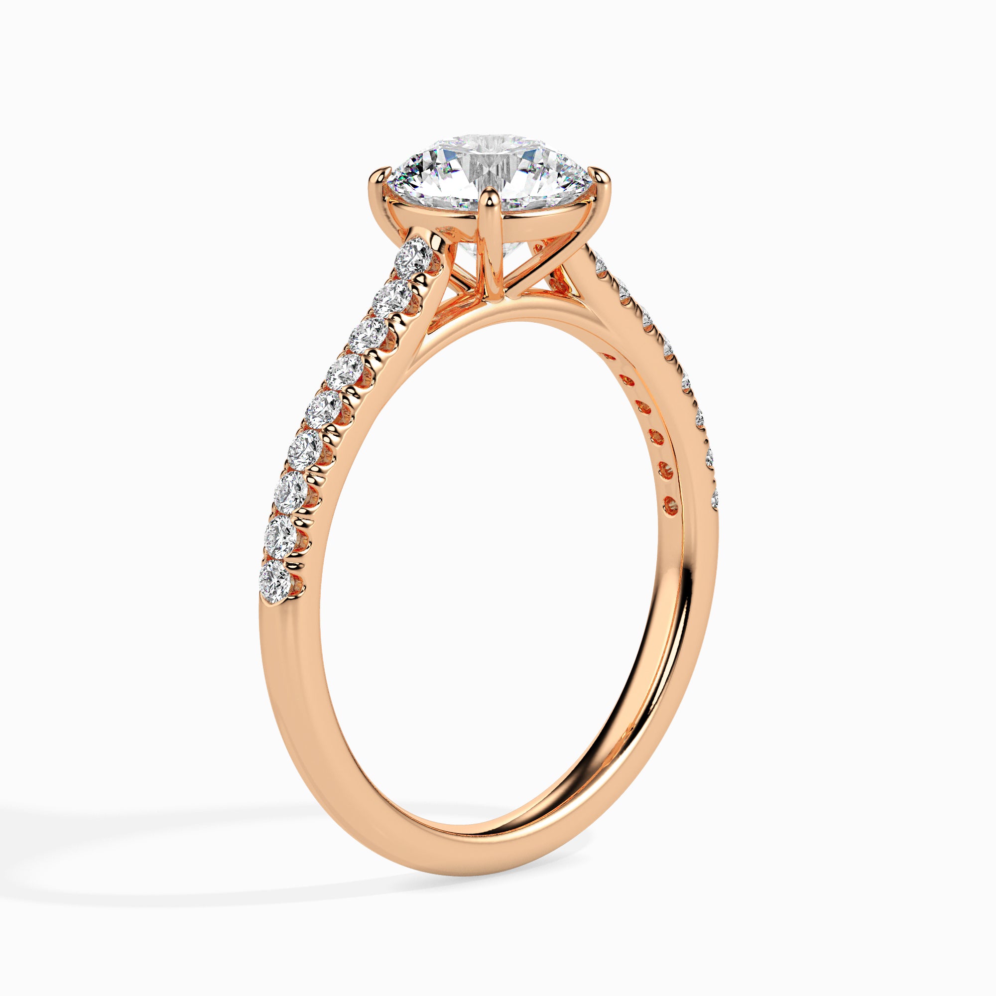 Round Cut Prong Set Lab-Grown Diamond Gold Ring