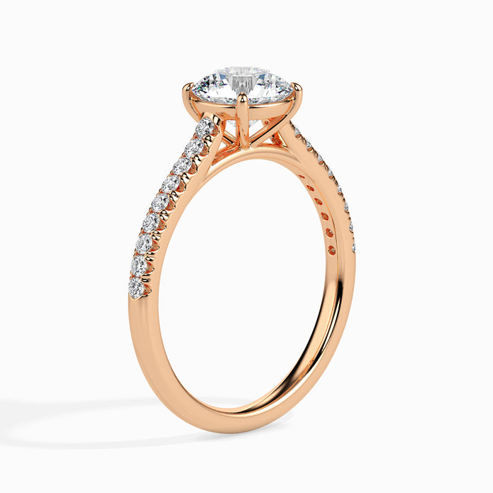 Round Cut Prong Set Lab-Grown Diamond Gold Ring