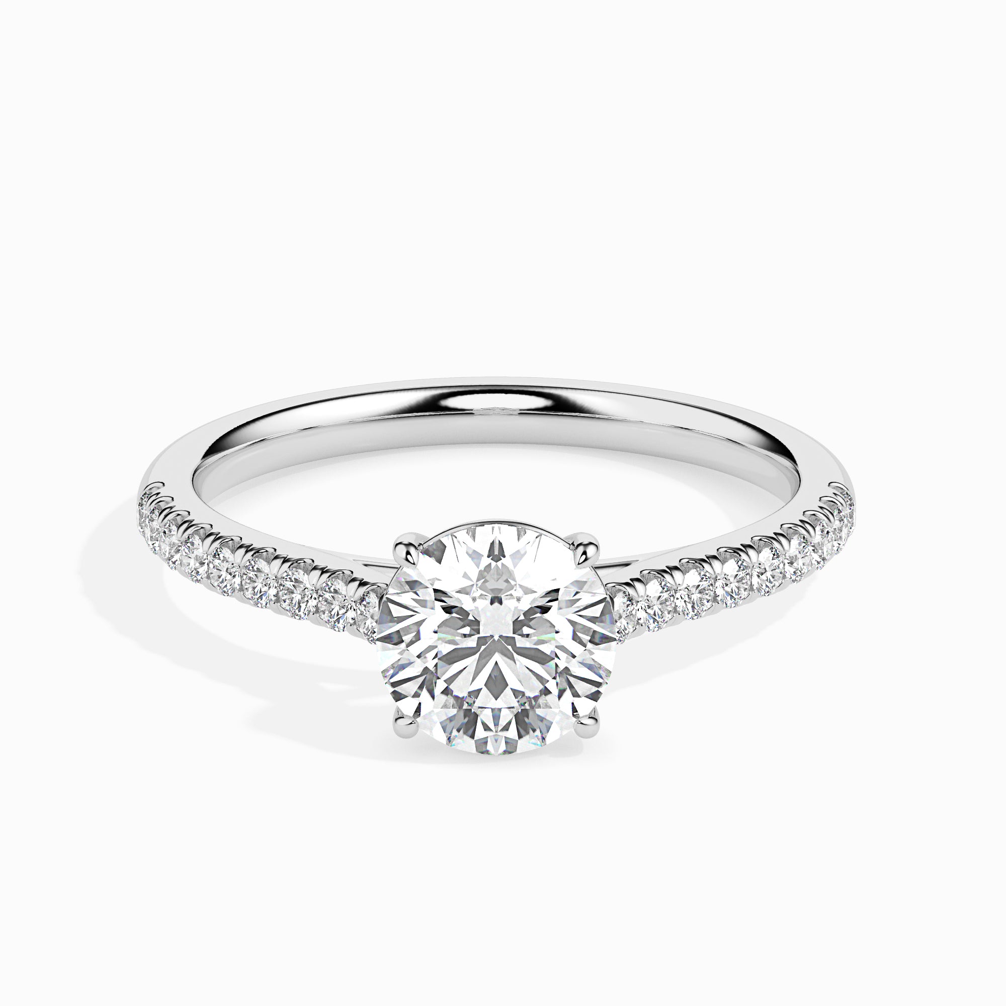 Round Cut Prong Set Lab-Grown Diamond Gold Ring