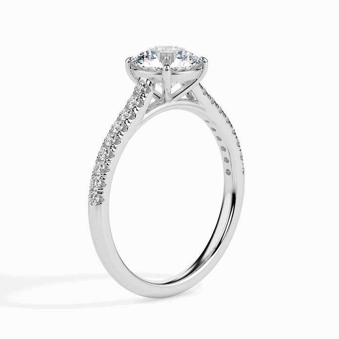Round Cut Prong Set Lab-Grown Diamond Gold Ring