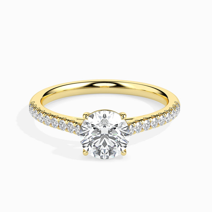 Round Cut Prong Set Lab-Grown Diamond Gold Ring