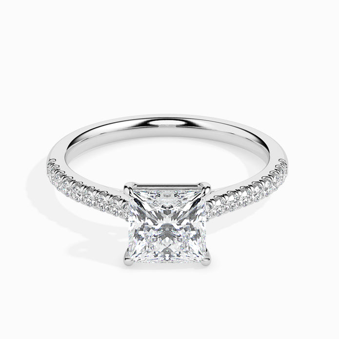 Princess Cut Prong Set Lab-Grown Diamond Gold Ring